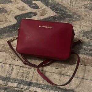 Michael Kors Red Crossbody Bag with Gold Chain